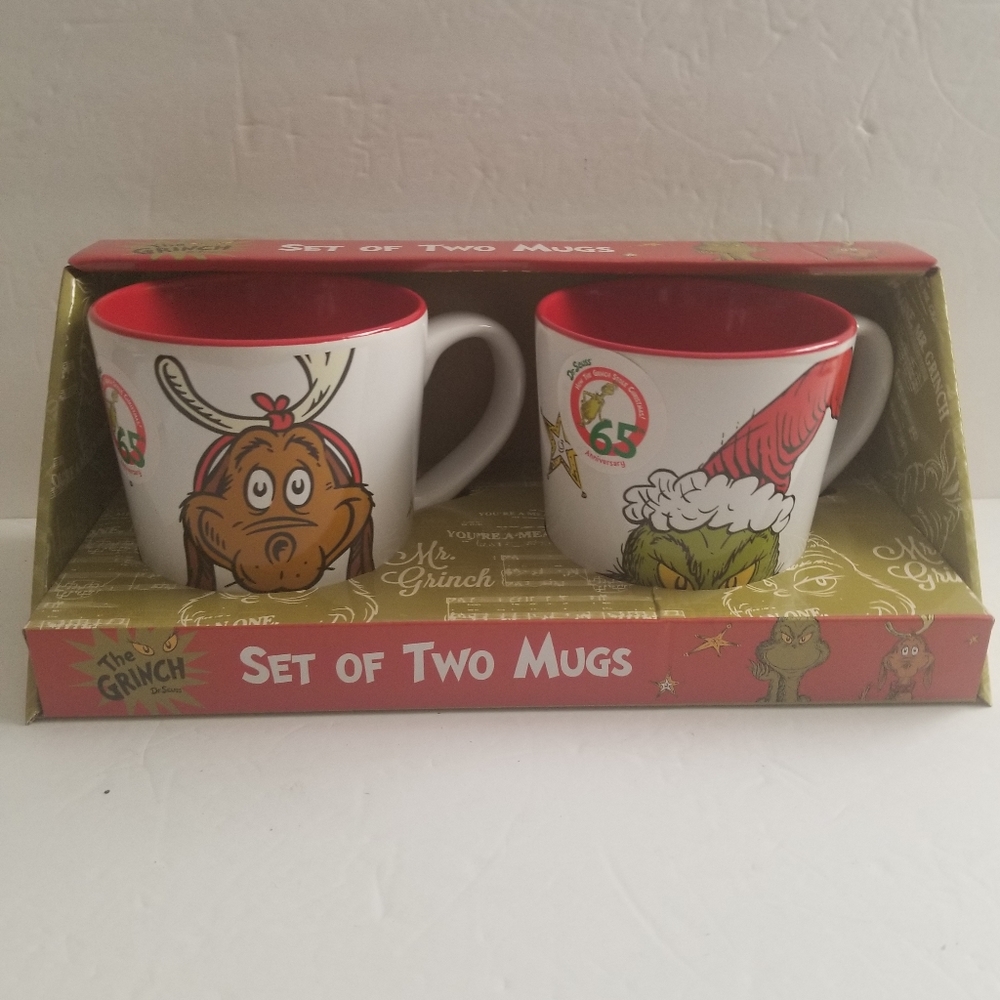 The Grinch & Max The Dog set Of 2 Christmas Mugs New Gift